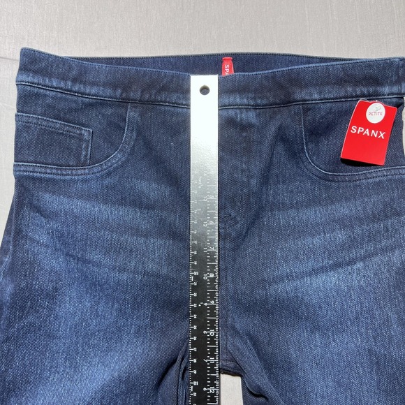 Spanx Ankle Jean-Ish Leggings Womens Large Petite Blue Twilight‎ Rinse Stretch - Picture 13 of 16